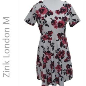 ZINK London size S (Off) White red purple pink floral dress short sleeves